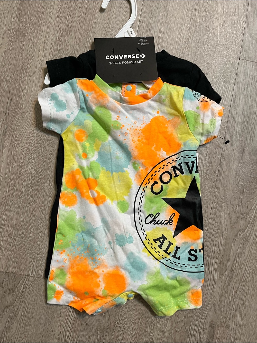 Converse Baby Tie-Dye Romper Set in Orange, Green & Blue